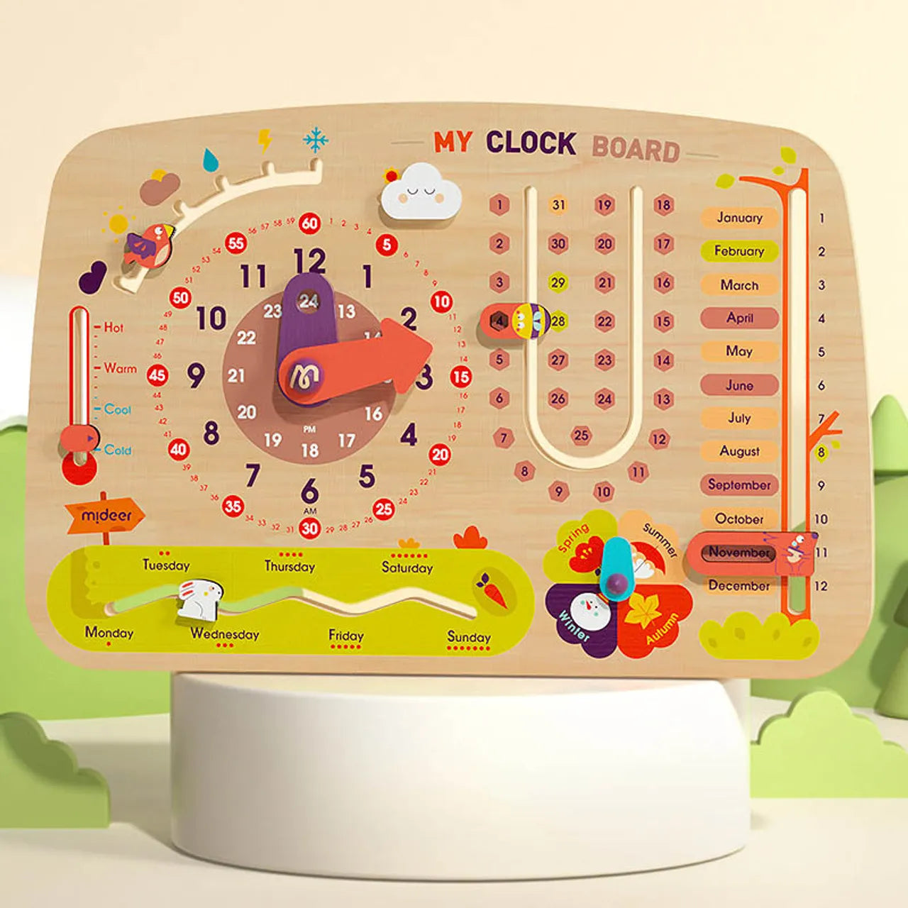 Mideer - Versatile Clock Board - Age 3+ | ميدير - لوحة الساعة متعددة الاستخدامات - العمر 3+