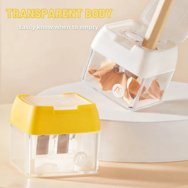 Mideer - Three-hole Pencil Sharpener - Cloud White - Age 3+ | ميدير - براية أقلام رصاص بثلاث فتحات - أبيض - العمر 3+