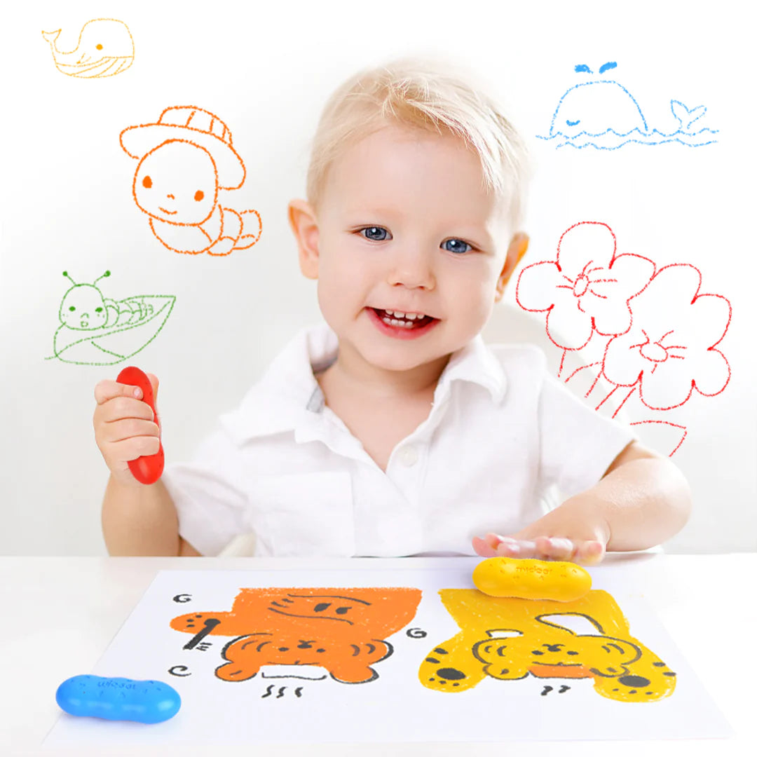 Mideer - Washable Beeswax Pease Crayons - 8 colors - Peas shape - Age 3+ | ميدير - ألوان شمع العسل الناعمة القابلة للغسل - شكل البازلاء - 8 ألوان - العمر 3+