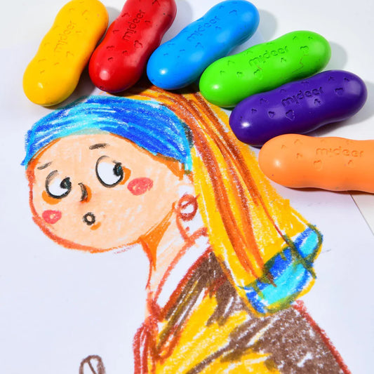 Mideer - Washable Beeswax Pease Crayons - 12 Colors - peas shape - Age 3+ | ميدير - ألوان شمع العسل الناعمة القابلة للغسل - 12 لون - شكل البازلاء - العمر 3+