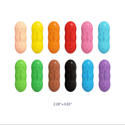 Mideer - Washable Beeswax Pease Crayons - 12 Colors - peas shape - Age 3+ | ميدير - ألوان شمع العسل الناعمة القابلة للغسل - 12 لون - شكل البازلاء - العمر 3+