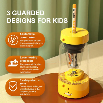Mideer - Automatic Pencil Sharpener - Cloudy Grey - Age 3+ | ميدير - براية أقلام الرصاص الأوتوماتيكية - رمادي غامق - العمر 3+