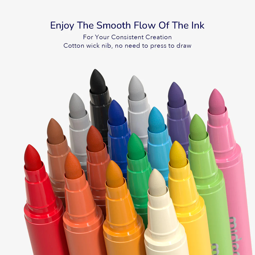 Mideer - Versatile Paint Marker - 16 colors - Age 3+ | ميدير - أقلام التلوين متعددة الاستخدامات - 16 ألوان - العمر 3+