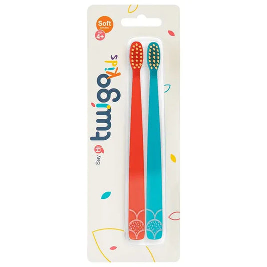 Toothbrush Flp Twigo Kids / Orange & Blue - 2pcs طقم فرشاة أسنان للأطفال Flipper Twigo – برتقالي وأزرق (2 قطعة)
