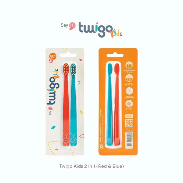 Toothbrush Flp Twigo Kids / Orange & Blue - 2pcs طقم فرشاة أسنان للأطفال Flipper Twigo – برتقالي وأزرق (2 قطعة)