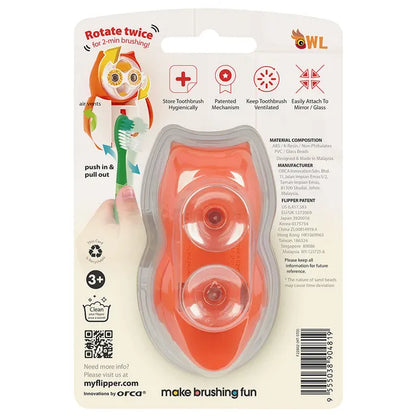 Toothbrush Cover Flp Owl / Hearty The World’s First Self-Opening & Closing Toothbrush Cover  غطاء فرشاة أسنان للأطفال على شكل بومة بألوان حيوية ومرحة أول غطاء فرشاة أسنان ذاتي الفتح والإغلاق في العالم