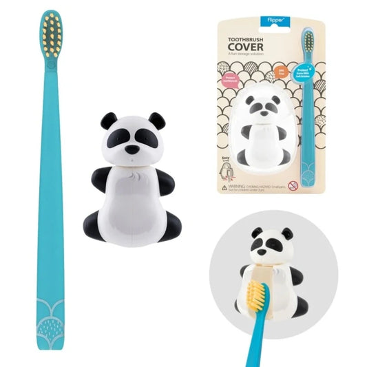Toothbrush Cover & Toothbrush Flp Fun Animal Combo Pack / Panda  طقم فرشاة أسنان للأطفال مع غطاء بشكل باندا لطيف ومرح