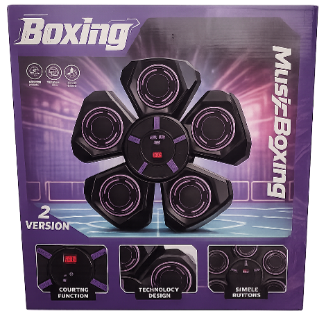 جهاز ملاكمة موسيقي كهربائي مع إضاءة LED وبلوتوث – مجموعة تدريب تفاعلية للياقة في المنزل Music Boxing Electric Set with LED Lights & Bluetooth – Interactive Home Fitness Training Kit