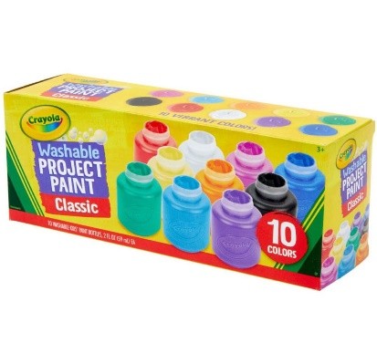 WASHABLE PAINT BOTTLES 59ML SPECIAL EFFECTS 10CT  Glitter. Metalllic.Neon ألوان سائلة قابلة للغسل 59 مل (10 عبوات) من Crayola – تأثيرات خاصة (جليتر، معدني، نيون) للأطفال