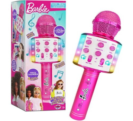BARBIE BRIGHT VOICE MASTER MICROPHONE PK12 باربي مايكروفون كاريوكي صوتي مضيء للأطفال عبوة 12 قطعة
