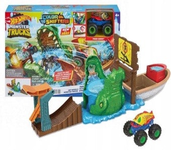 Hotwheels MT SWAMP CHOMP PS طقم سباق وتغيير ألوان للأطفال