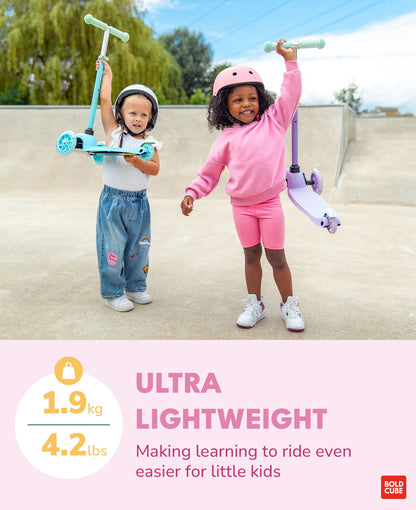 Bold Cube - Three Wheel Scooter Teeny - Pink - Age 3-6 | بولدكيوب - سكوتر صغير - ثلاث عجلات - وردي - العمر 3-6