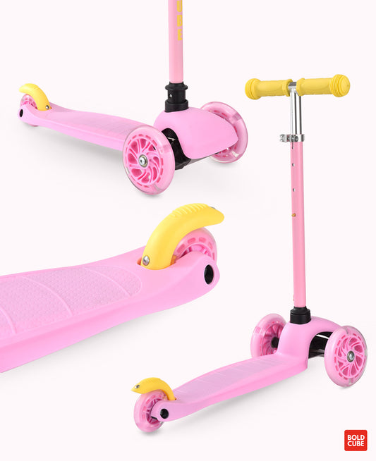 Bold Cube - Three Wheel Scooter Teeny - Pink - Age 3-6 | بولدكيوب - سكوتر صغير - ثلاث عجلات - وردي - العمر 3-6