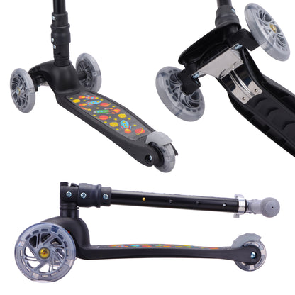 Bold Cube - Three Wheel Scooter Teeny - Rocket Black - Age 3-8 | بولدكيوب - سكوتر صغير - ثلاث عجلات - فضاء أسود - العمر 3-8