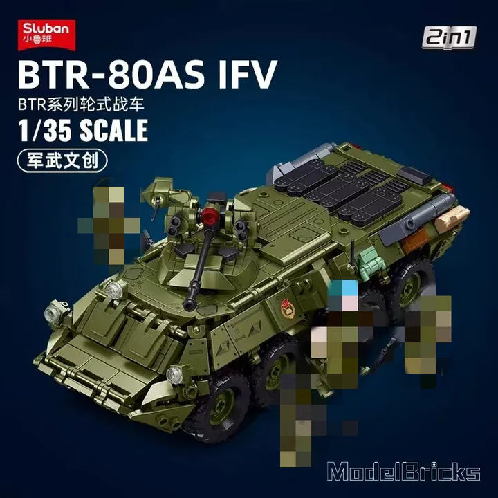 sluban ModelBricks BTR80AS Infantry Fighting Vehicle 2 in 1 – 611 Pieces