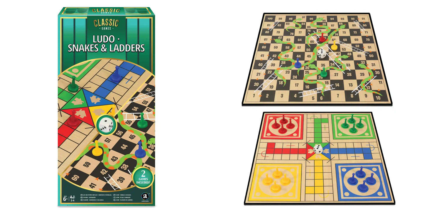 Ambassador Classic Games – 2 in 1 Ludo & Snakes & Ladders (Basic)- العاب كلاسيكية 2 في 1 لودو و الثعبان والسلالم (Basic)