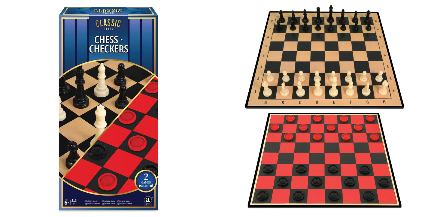 Ambassador Classic Games – 2 in 1 Chess & Checkers (Basic)- العاب كلاسيكية – 2 في 1 شطرنج وداماس (Basic)