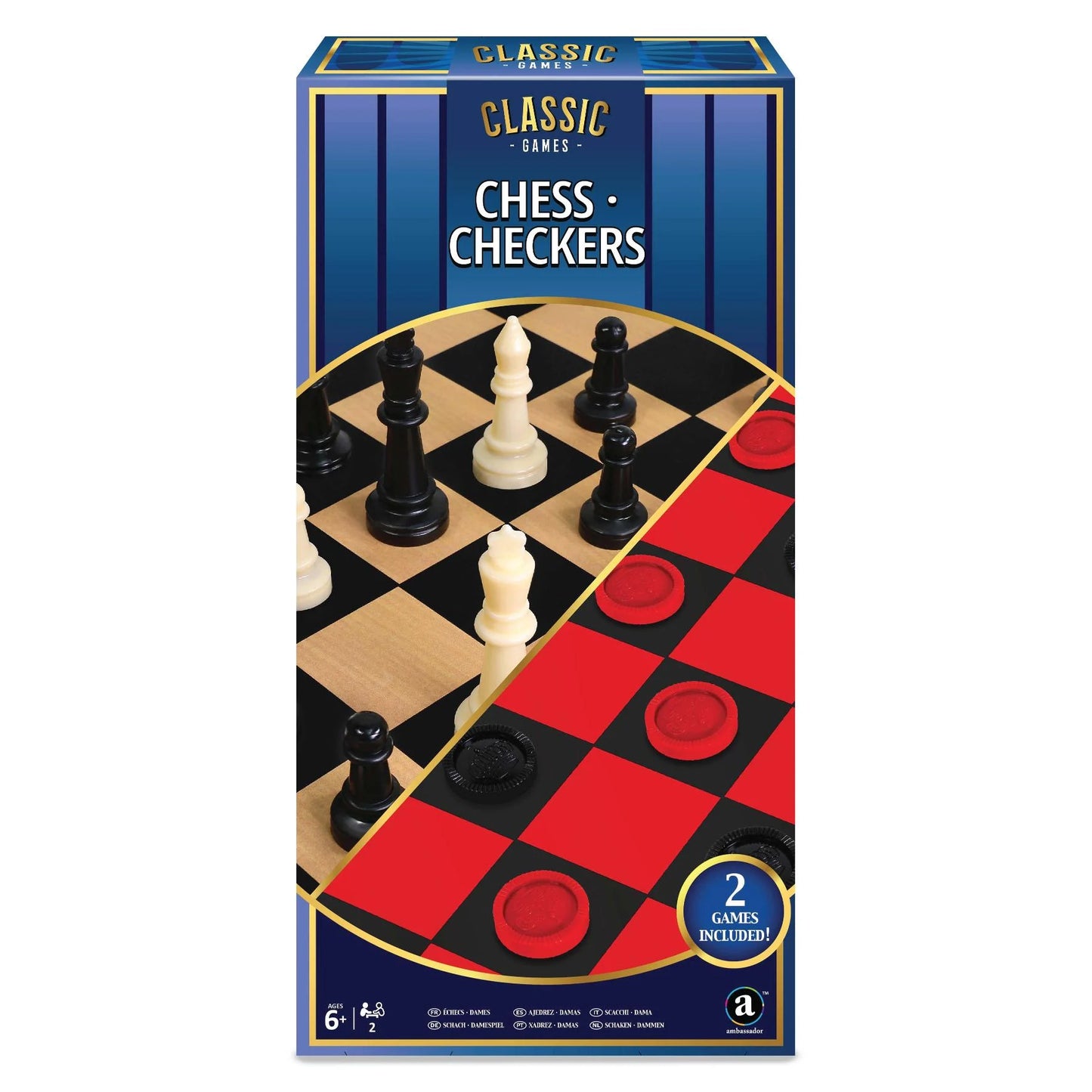 Ambassador Classic Games – 2 in 1 Chess & Checkers (Basic)- العاب كلاسيكية – 2 في 1 شطرنج وداماس (Basic)