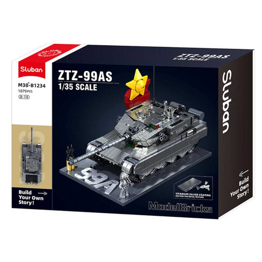 sluban ModelBricks 1/35 ZTZ-99AS Tank (Metal Coating Version) – 1079 Pieces