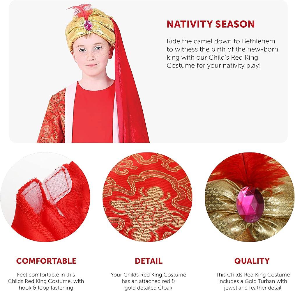 Red Nativity King Costume – Royal Biblical Wise Man Outfit زي الملك الأحمر للميلاد – زي ملك حكيم بتصميم ملكي