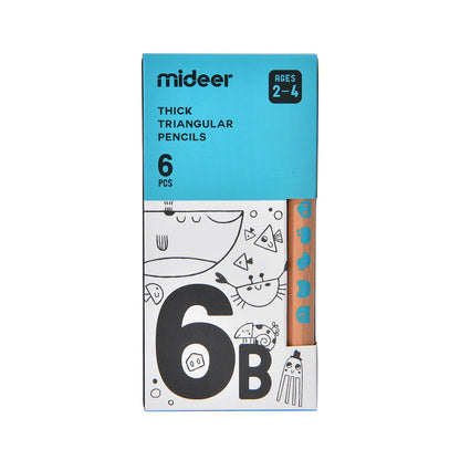 Mideer - Thick Triangular Pencils - 6B - age +3 | ميدير - أقلام رصاص سميكة مثلثة - 6B - العمر +3