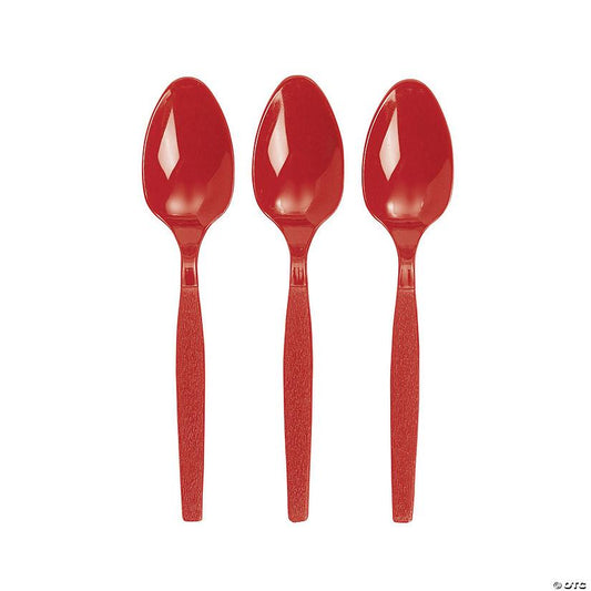 Red Plastic Spoons – 20 PCS, Disposable Party Cutlery, Elegant & Durable Design for Birthdays, Events & Celebrations ملاعق بلاستيك احمر– 20 قطعة، أدوات طعام للاستعمال مرة واحدة، تصميم أنيق ومتین للحفلات والمناسبات