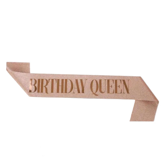 Birthday Queen Glitter Sash – Rose Gold, Sparkly Birthday Party Sash for Women & Girls, Elegant Celebration Accessory – 1 Pieceوشاح عيد ميلاد “ملكة الحفل” لامع – روز جولد ، وشاح أنيق للحفلات للسيدات والبنات، إكسسوار احتفالي – قطعة واحدة (Copy) (Copy)