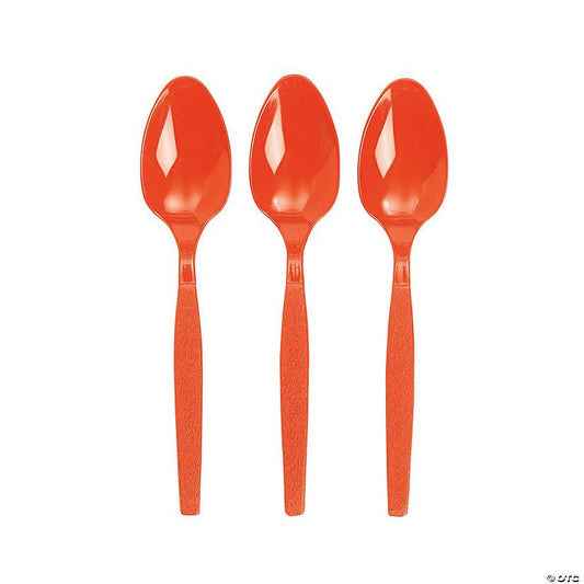 Orange Plastic Spoons – 20 PCS, Disposable Party Cutlery, Elegant & Durable Design for Birthdays, Events & Celebrations ملاعق بلاستيك برتقالي  – 20 قطعة، أدوات طعام للاستعمال مرة واحدة، تصميم أنيق ومتین للحفلات والمناسبات