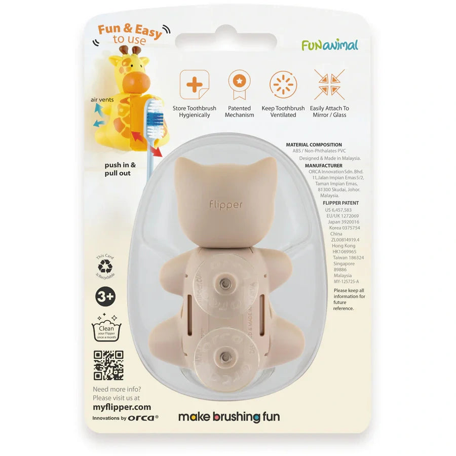 Toothbrush Cover  Flp Fun Animal / Cat غطاء فرشاة أسنان للأطفال بشكل قطة لطيفة ومرحة