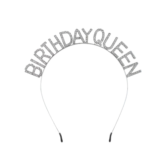 Birthday Queen Headband – Silver, Party Crown for Birthdays & Celebrations تاج عيد الميلاد – السيلفر ، هيدباند حفلات للمناسبات وأعياد الميلاد