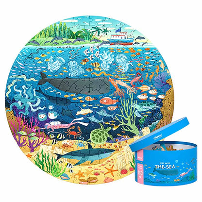 Mideer - 150P Round Puzzle - Dive into the Sea - Age 5+ | ميدير - لعبة التركيب المدورة - 150 قطعة - الغوص في البحر - العمر 5+