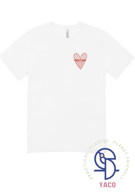 تي شيرت شماغ الأردن بتصميم قلب لطيف للكبار مناسب لعيد الاستقلال Jordanian Shemagh Heart Design T-Shirt for adults Perfect for Independence Day