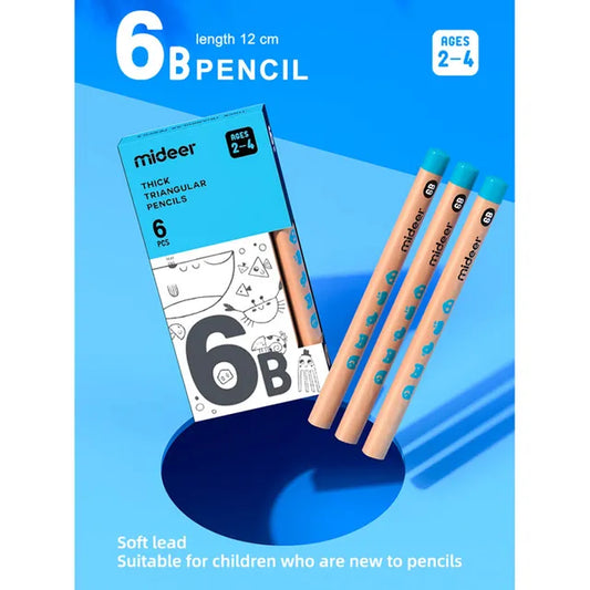 Mideer - Thick Triangular Pencils - 6B - age +3 | ميدير - أقلام رصاص سميكة مثلثة - 6B - العمر +3