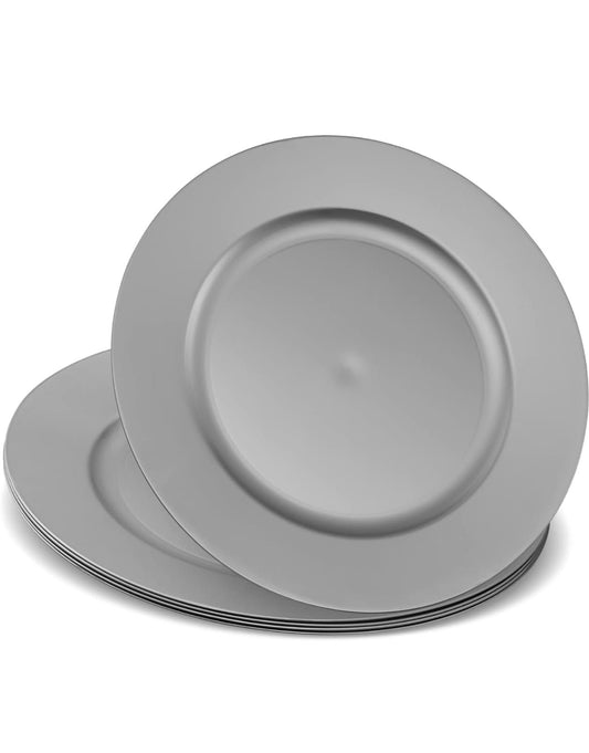 Silver Plastic Plates – 10 PCS, 24cm Premium Quality Disposable Party Plates, Elegant & Durable for Events & Celebrations صحون بلاستيك فضي – 10 قطع، 24 سم، صحون حفلات عالية الجودة للاستعمال مرة واحدة، أنيقة ومتينة للمناسبات
