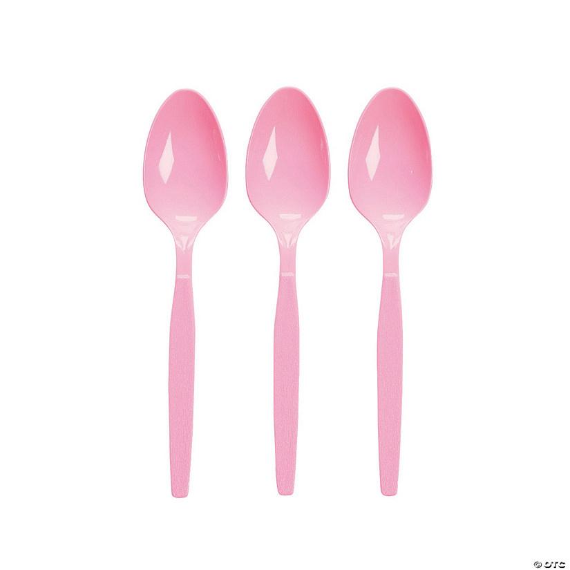 Light Pink Plastic Spoons – 20 PCS, Disposable Party Cutlery, Elegant & Durable Design for Birthdays, Events & Celebrations ملاعق بلاستيك زهري فاتح – 20 قطعة، أدوات طعام للاستعمال مرة واحدة، تصميم أنيق ومتین للحفلات والمناسبات