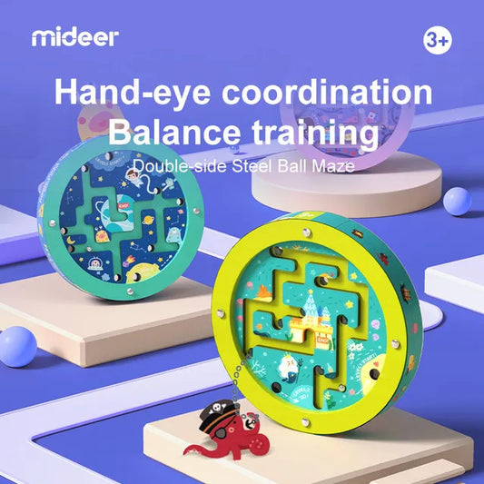 Mideer - Double-side Steel Ball Maze - Wonderland - Age: 3+ | ميدير - متاهة الكرة الفولاذية المزدوجة - بلاد العجائب - العمر: 3+