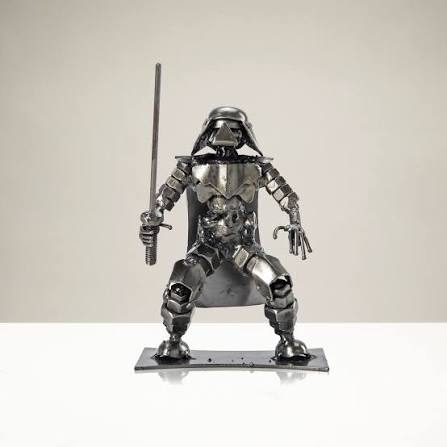 Metal Art - Darth Vader with Sword Inspired Recycled Metal Sculpture