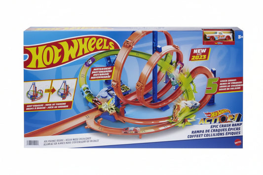 Hotwheels EPIC CRASH DASH مضمار تصادم مليء بالإثارة مع سيارات