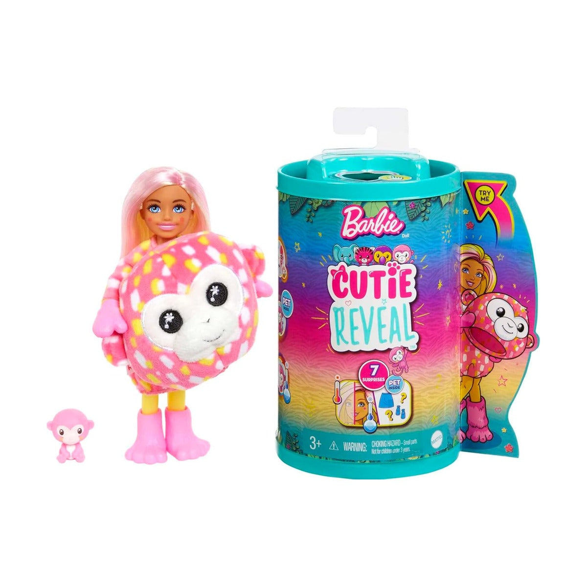 Barbie Cutie Reveal Jungle Series Chelsea Monkey Doll