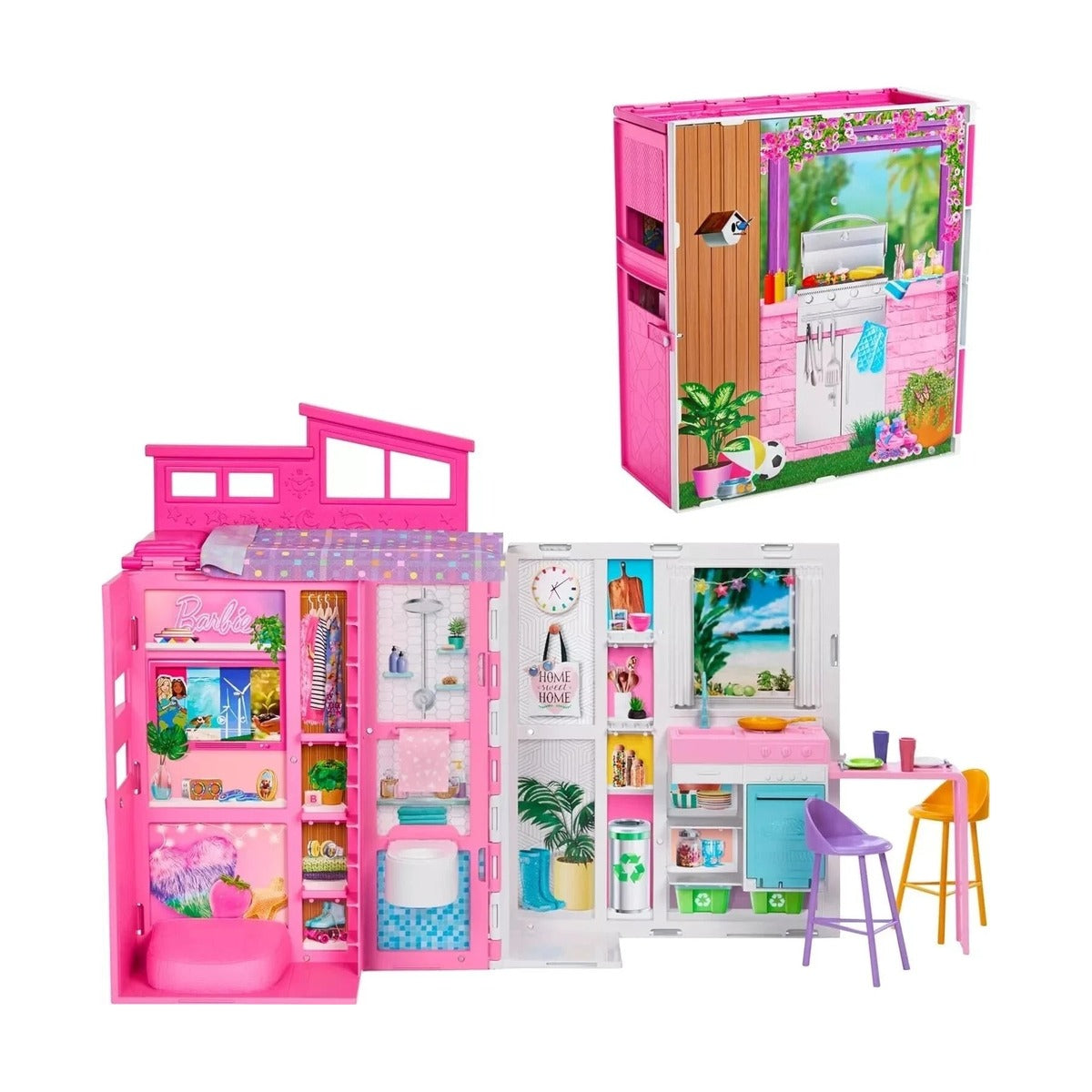 Barbie Getaway House Playset With 4 Play & 11 Decor Acc.