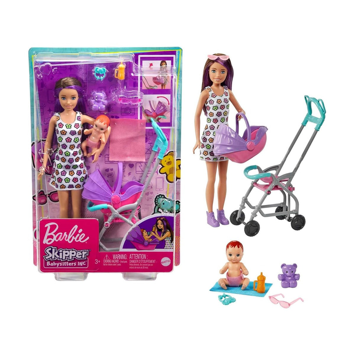Barbie Skipper Babysitters Playset & 5 Acc.