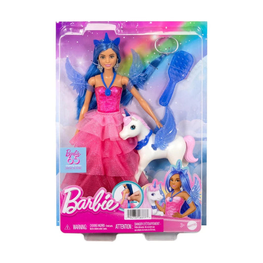 Barbie Unicorn Toy 65 Th Annv Doll With Blue Hair