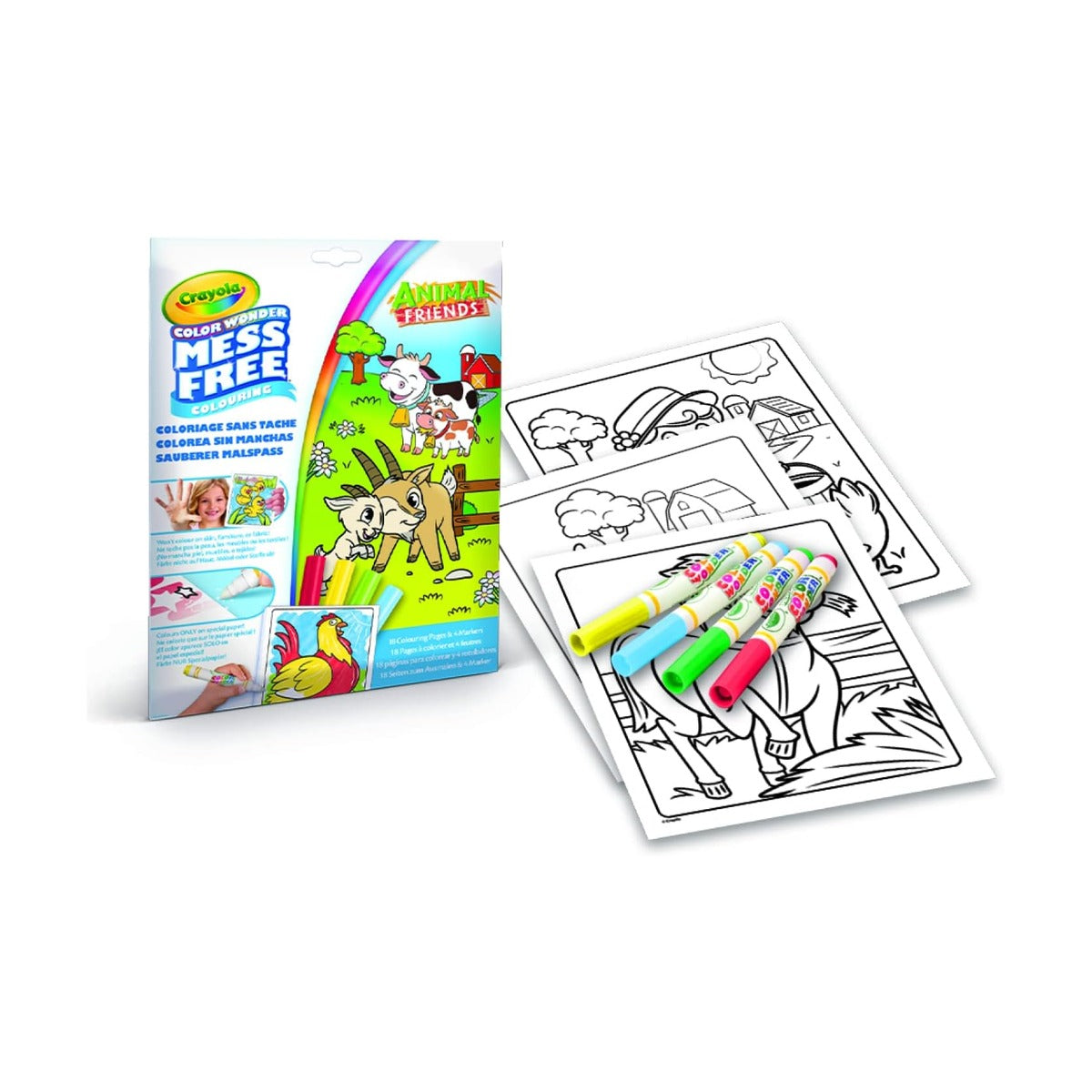 Crayola - Color Wonder Set Animal Friends, Foldalope, 4 Markers
