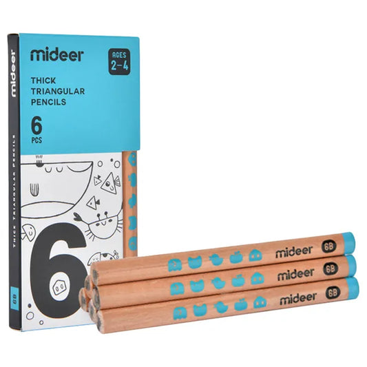 Mideer - Thick Triangular Pencils - 6B - age +3 | ميدير - أقلام رصاص سميكة مثلثة - 6B - العمر +3