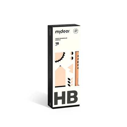 Mideer - Thick Triangular Pencils - HB (18pcs) - age 6+ | ميدير - أقلام رصاص سميكة مثلثة الشكل HB (18 قطعة) - العمر 6+